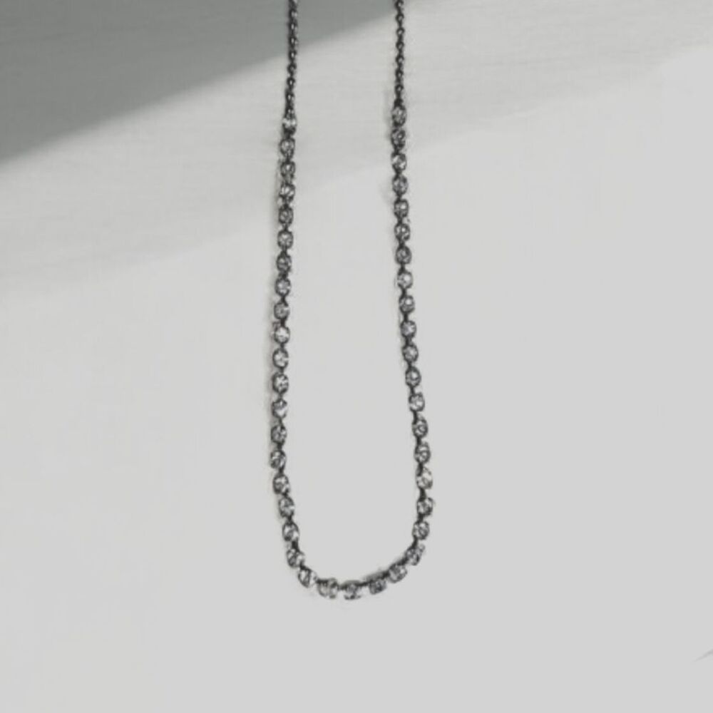 Silver Tone Short Ball Chain Necklace Rhinestones Jewelry 16" Fashion Steel Gift